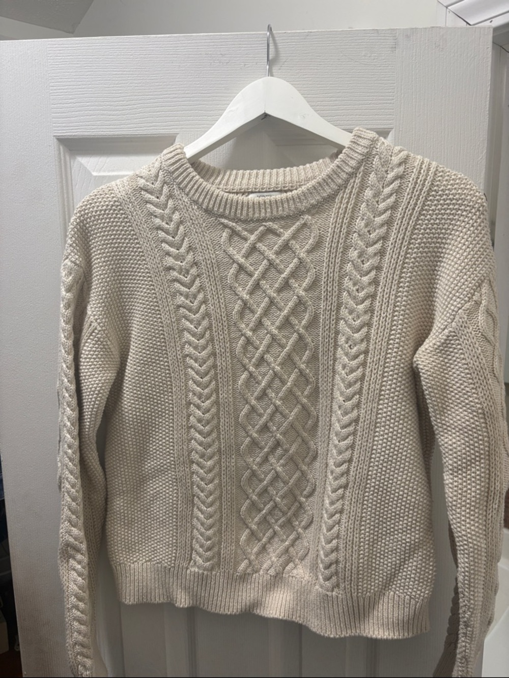 J. Crew Neutral Cream Cable Knit Crewneck Sweater
